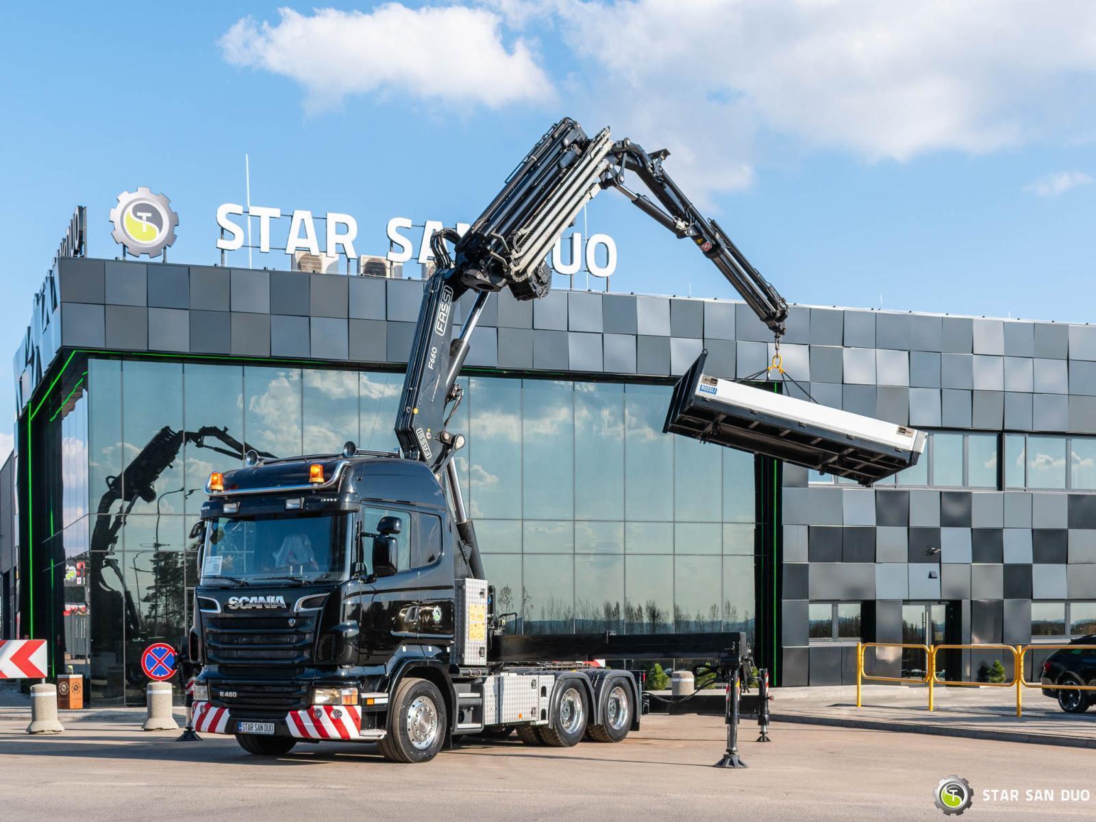 SCANIA R480 6x4 FASSI F660RA.2.26 HE-DYNAMIC HDS Żuraw Fly Jib Siodło